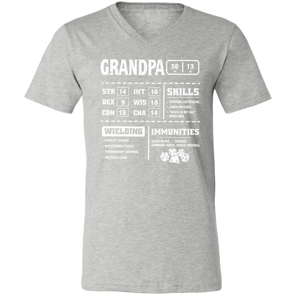 Grandpa Stats 2 Unisex V-Neck T-Shirt - Athletic Heather - 7