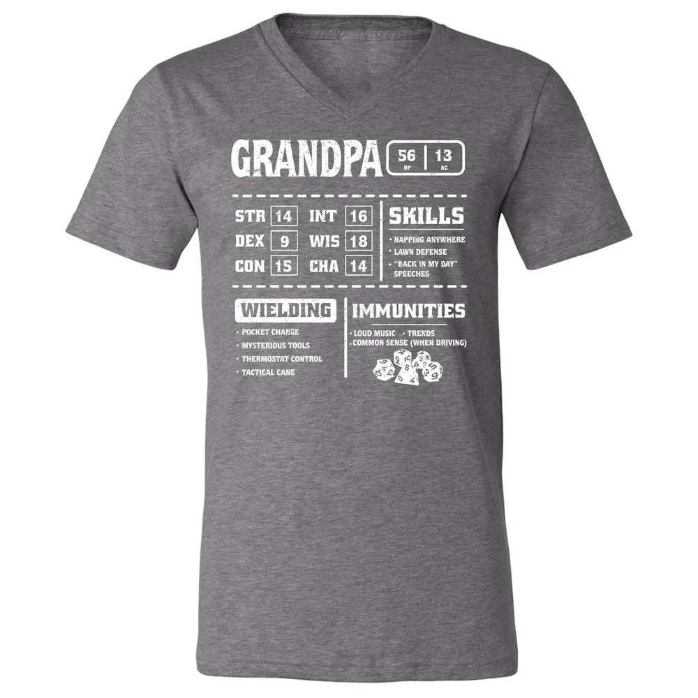 Grandpa Stats 2 Unisex V-Neck T-Shirt - Deep Heather - 13