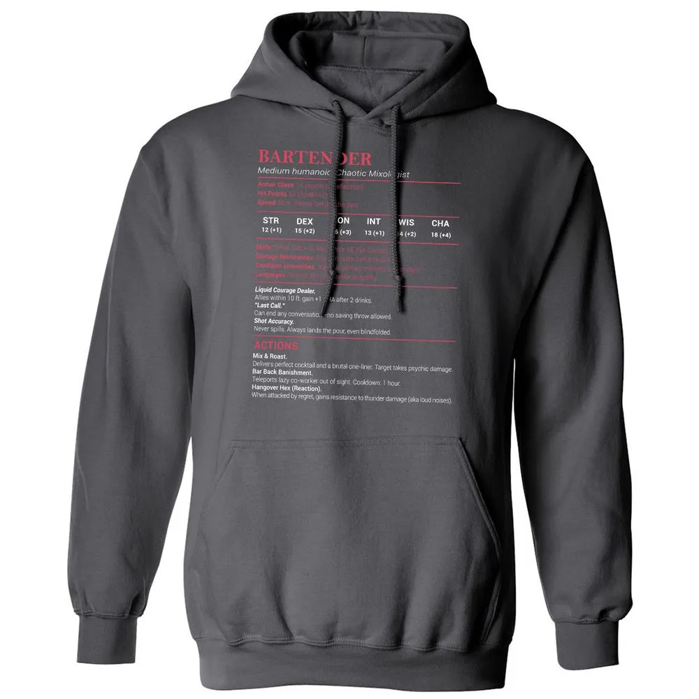 Bartender Stats Classic Unisex Hoodie - Charcoal - 7