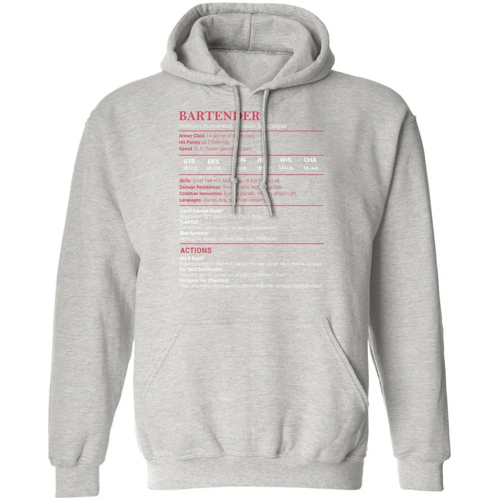 Bartender Stats Classic Unisex Hoodie - Ash - 8