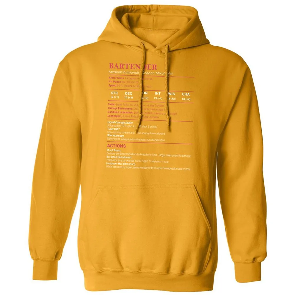Bartender Stats Classic Unisex Hoodie - Gold - 12