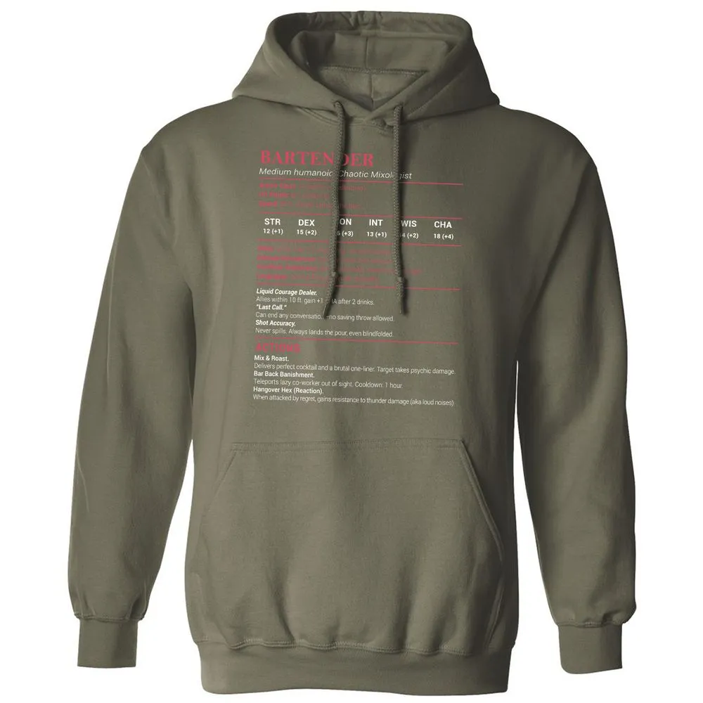 Bartender Stats Classic Unisex Hoodie - Military Green - 4