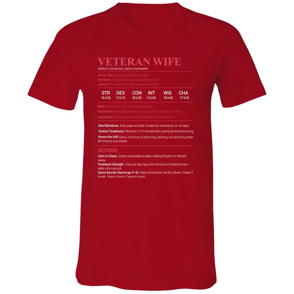 Veteran New Unisex V-Neck T-Shirt - Red - 3