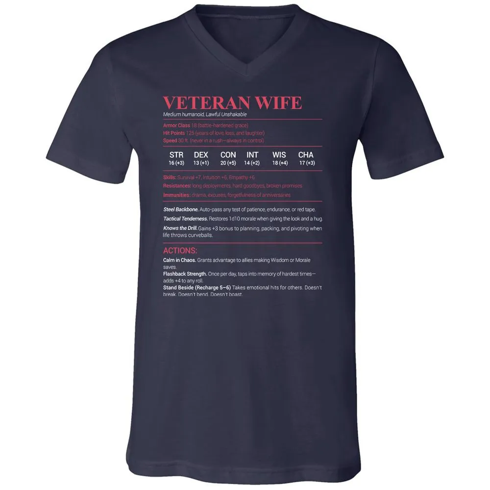 Veteran New Unisex V-Neck T-Shirt - Navy - 2