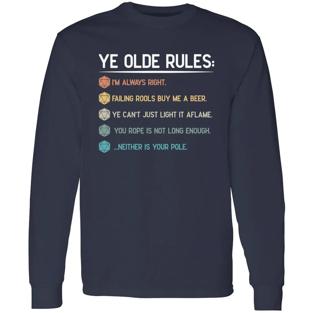 Dungeon Master Rules – Ye Olde RPG Long Sleeve T-Shirt - Navy - 2