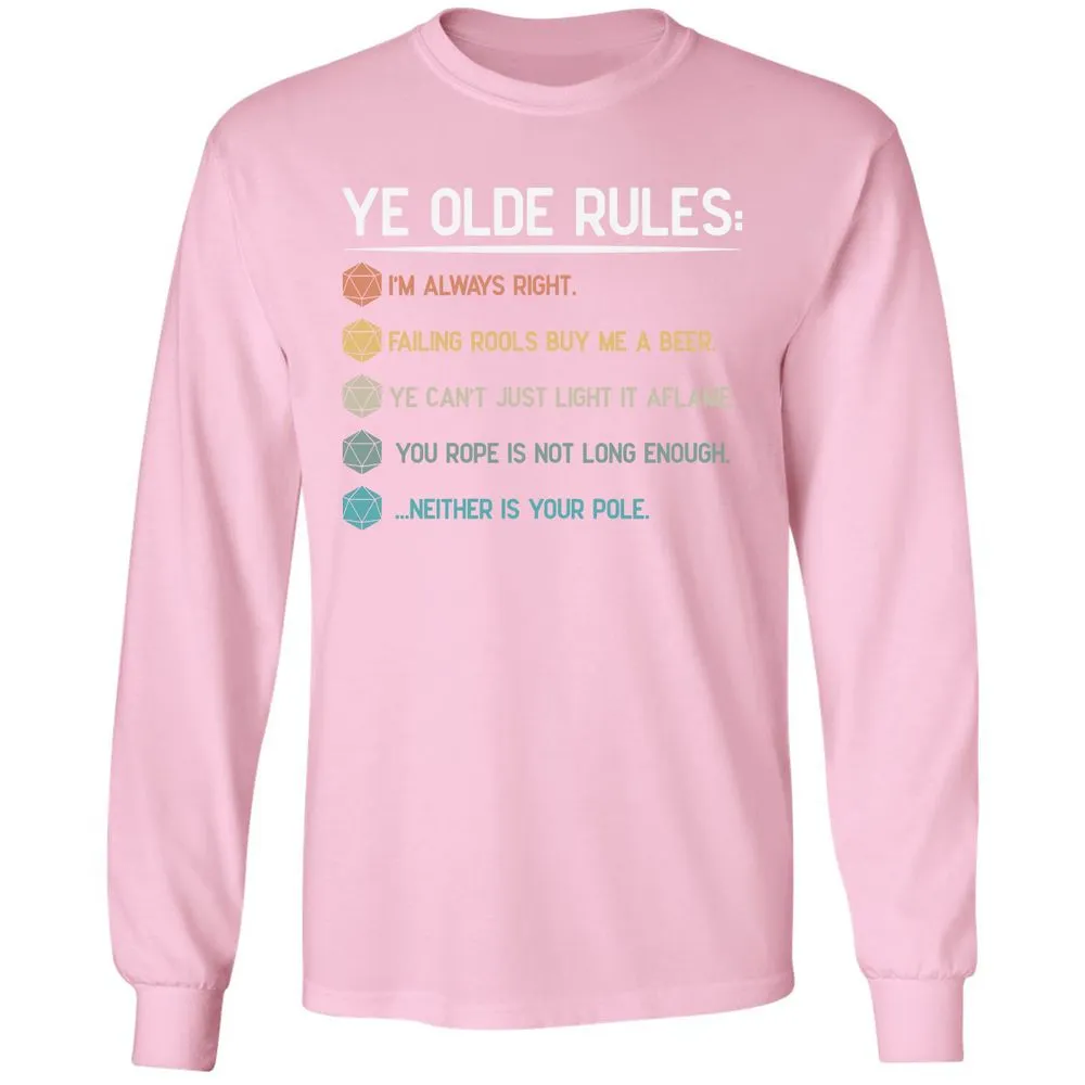 Dungeon Master Rules – Ye Olde RPG Long Sleeve T-Shirt - Light Pink - 3