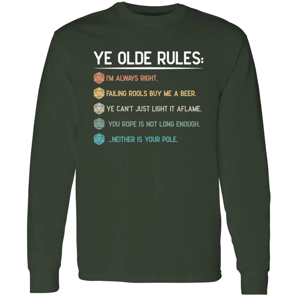 Dungeon Master Rules – Ye Olde RPG Long Sleeve T-Shirt - Forest Green - 4