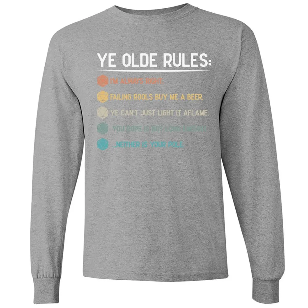 Dungeon Master Rules – Ye Olde RPG Long Sleeve T-Shirt - Graphite Heather - 6