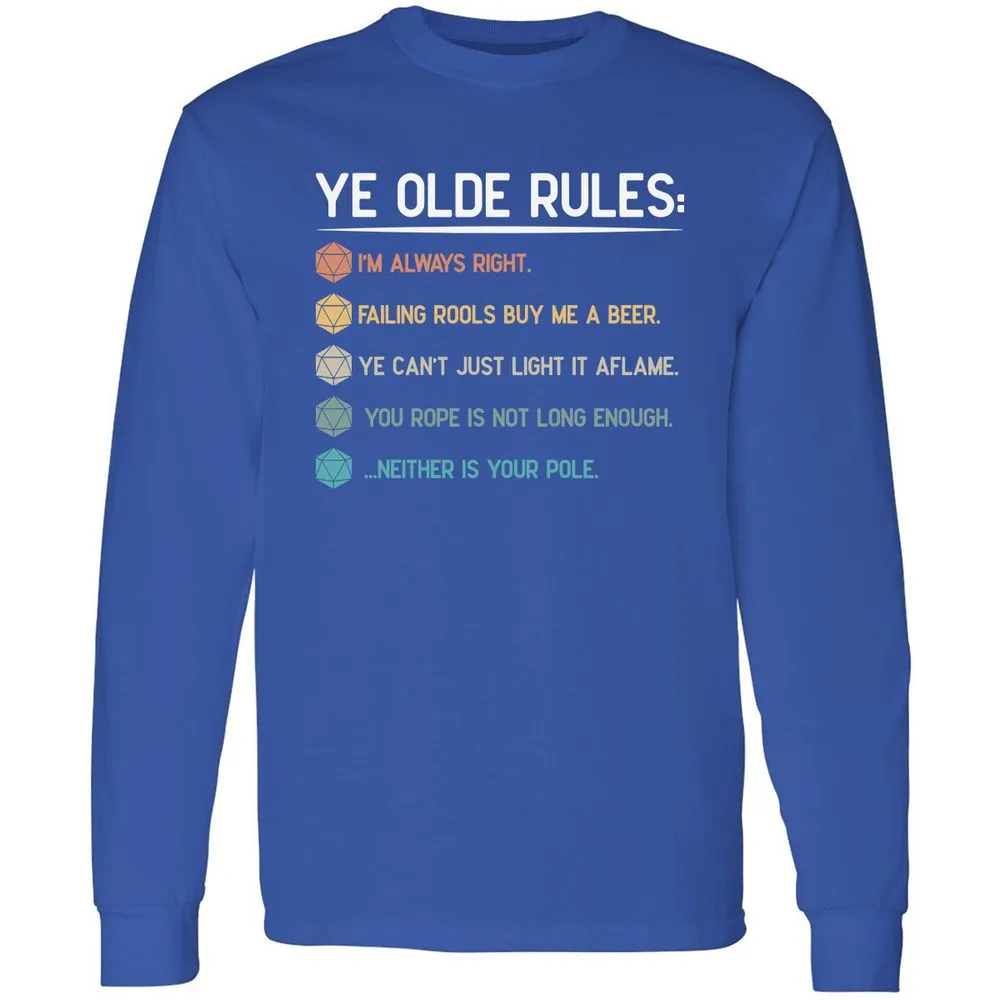 Dungeon Master Rules – Ye Olde RPG Long Sleeve T-Shirt - Royal - 8