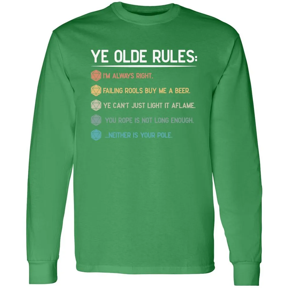 Dungeon Master Rules – Ye Olde RPG Long Sleeve T-Shirt - Irish Green - 10