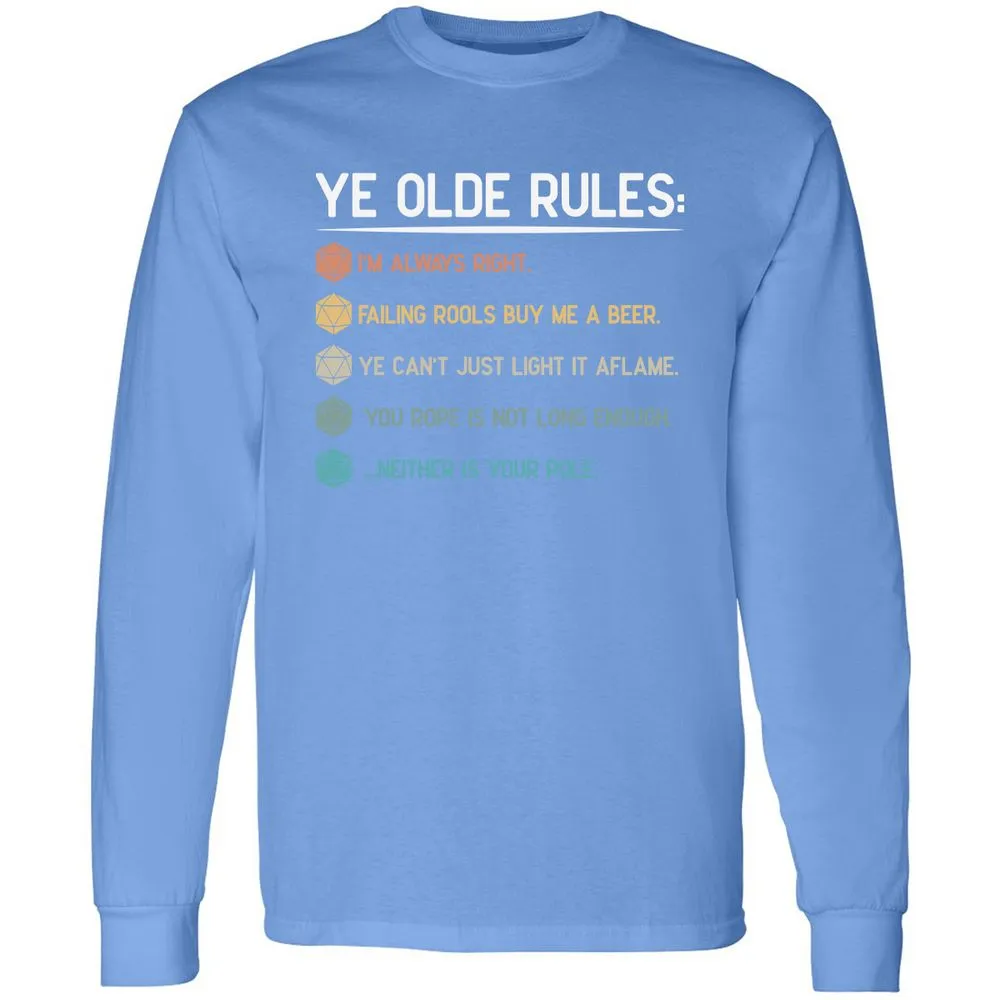 Dungeon Master Rules – Ye Olde RPG Long Sleeve T-Shirt - Carolina Blue - 12
