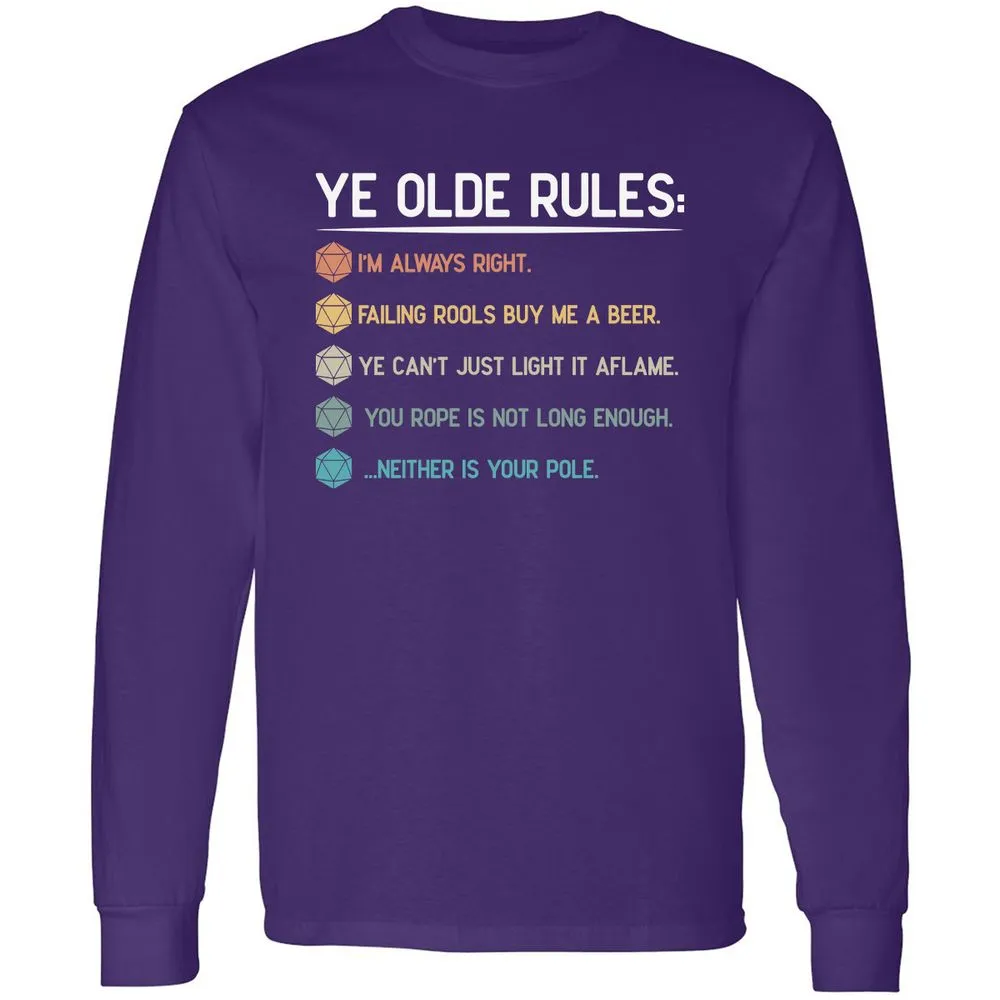 Dungeon Master Rules – Ye Olde RPG Long Sleeve T-Shirt - Purple - 13