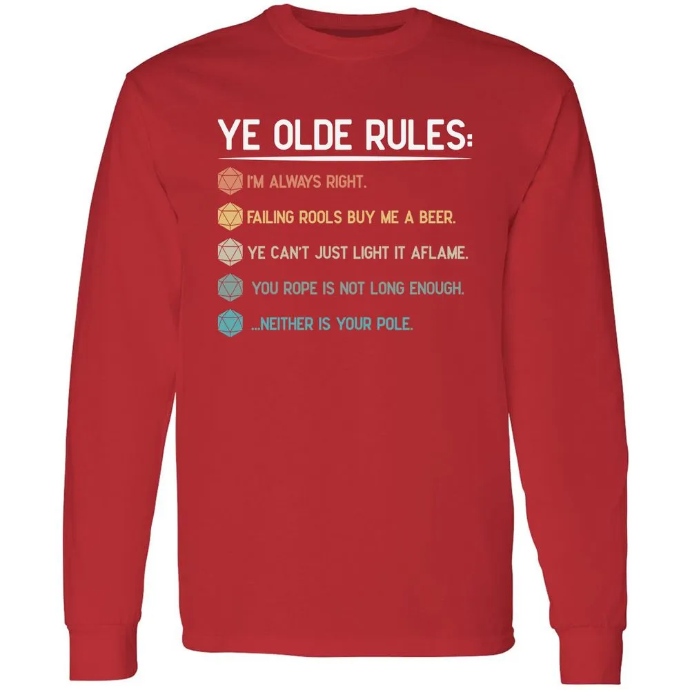 Dungeon Master Rules – Ye Olde RPG Long Sleeve T-Shirt - Red - 14