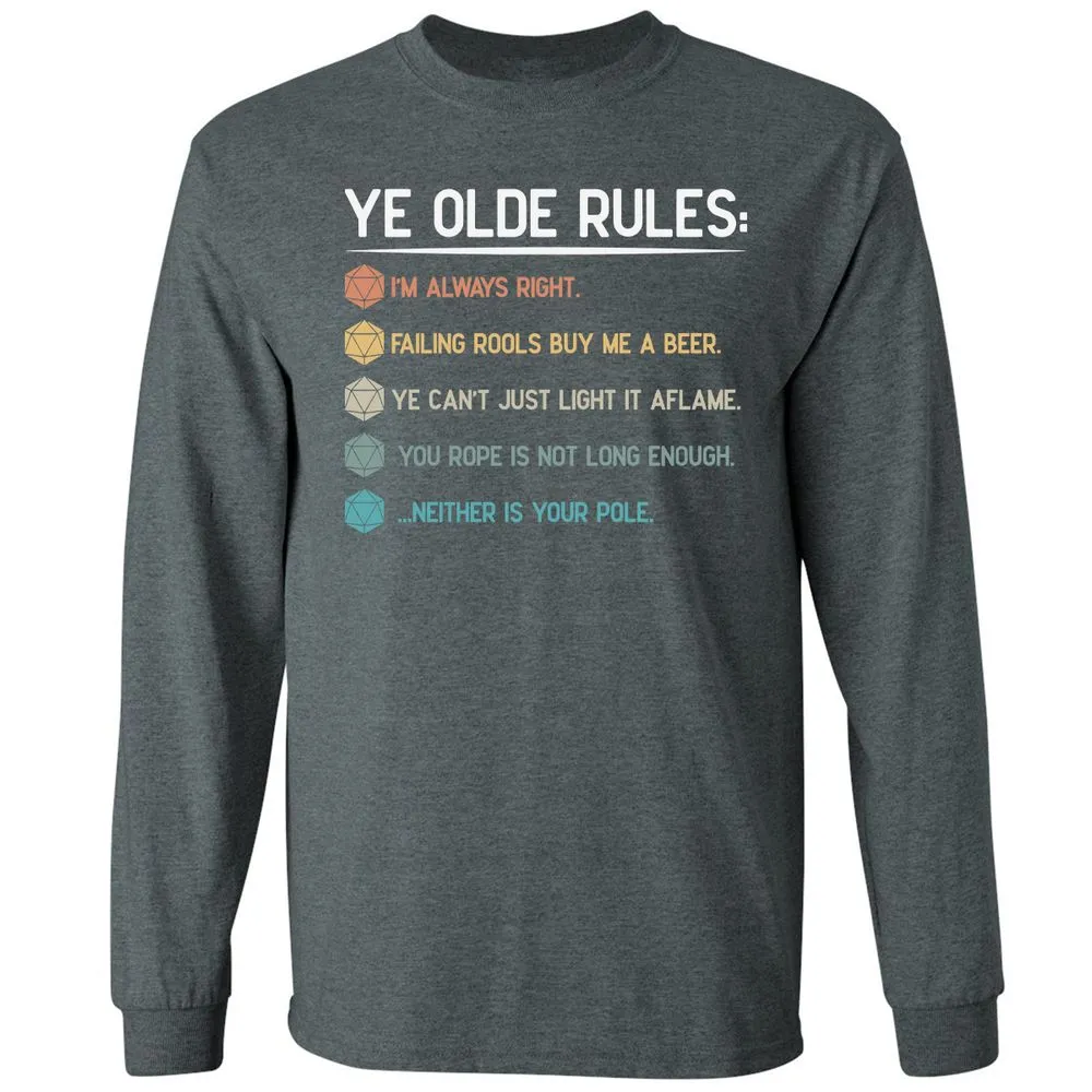 Dungeon Master Rules – Ye Olde RPG Long Sleeve T-Shirt - Dark Heather - 15
