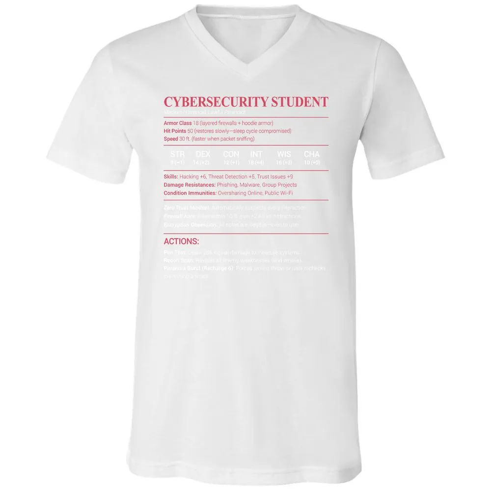 Cybersecurity Student Unisex V-Neck T-Shirt - White - 5