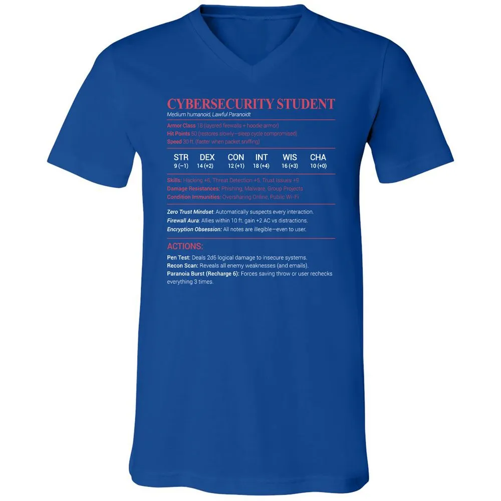 Cybersecurity Student Unisex V-Neck T-Shirt - True Royal - 4