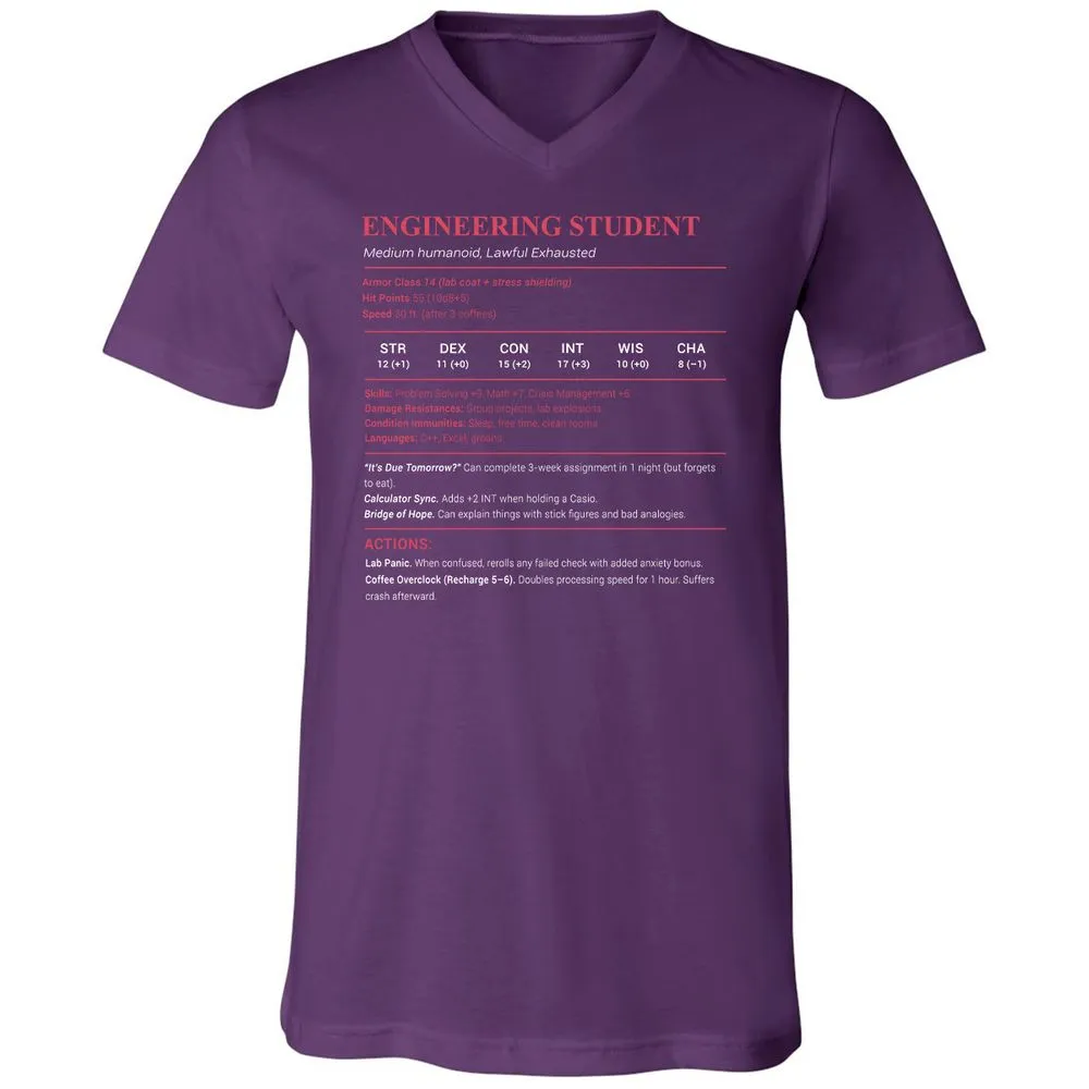 Engineering Student Unisex V-Neck T-Shirt - Team Purple - 9