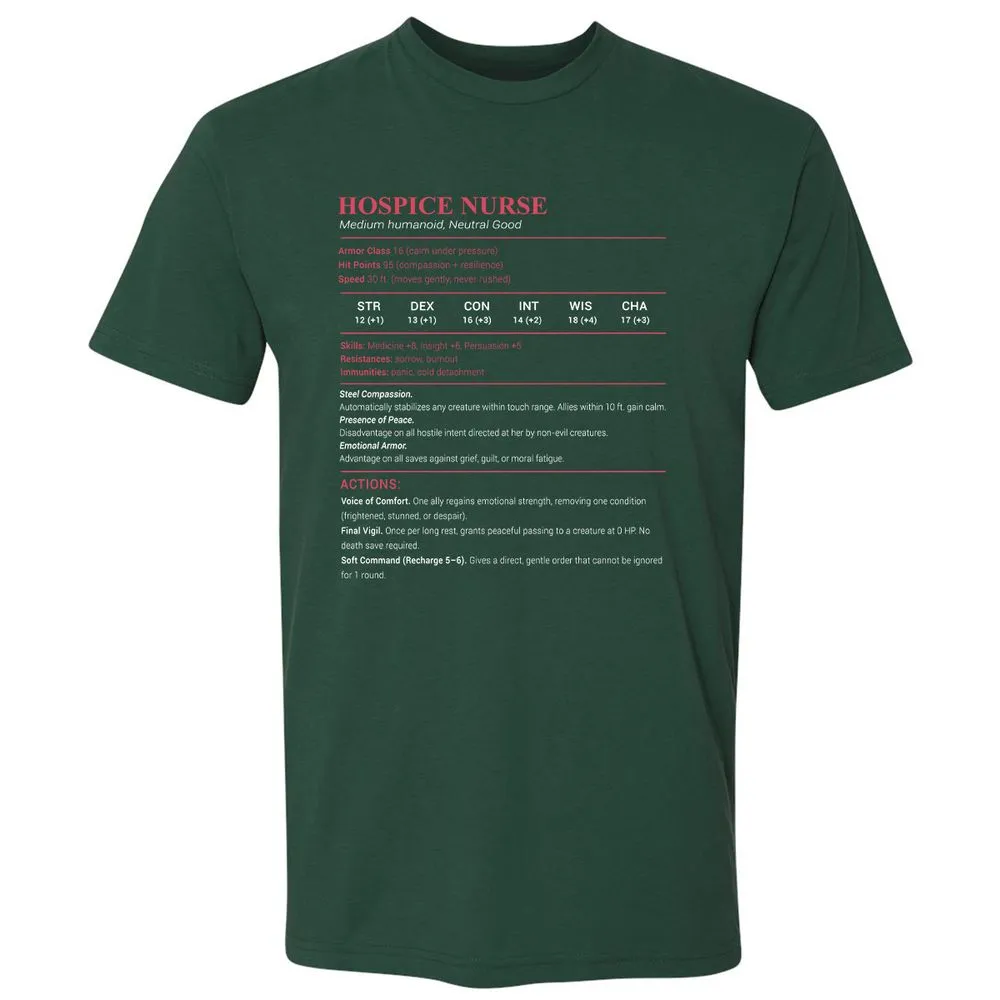 Hospice Nurse Stats Premium Unisex T-Shirt - Forest Green - 13