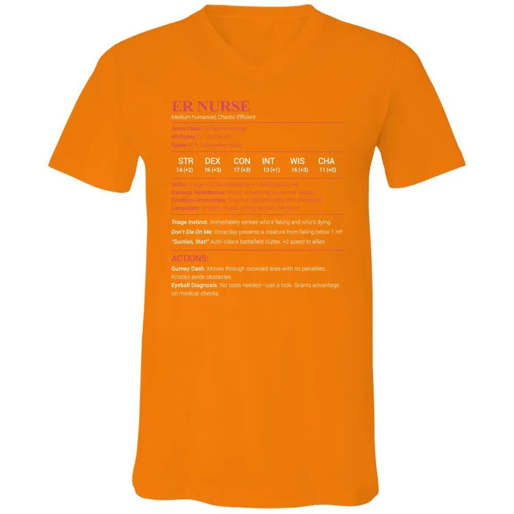 ER Nurse Unisex V-Neck T-Shirt - Orange - 11