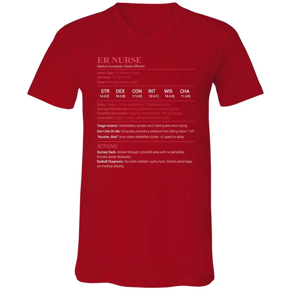 ER Nurse Unisex V-Neck T-Shirt - Red - 3