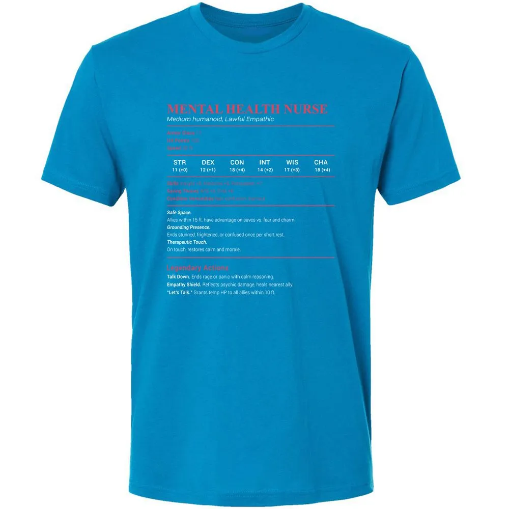 Mental Health Nurse Stats Premium Unisex T-Shirt - Turquoise - 16