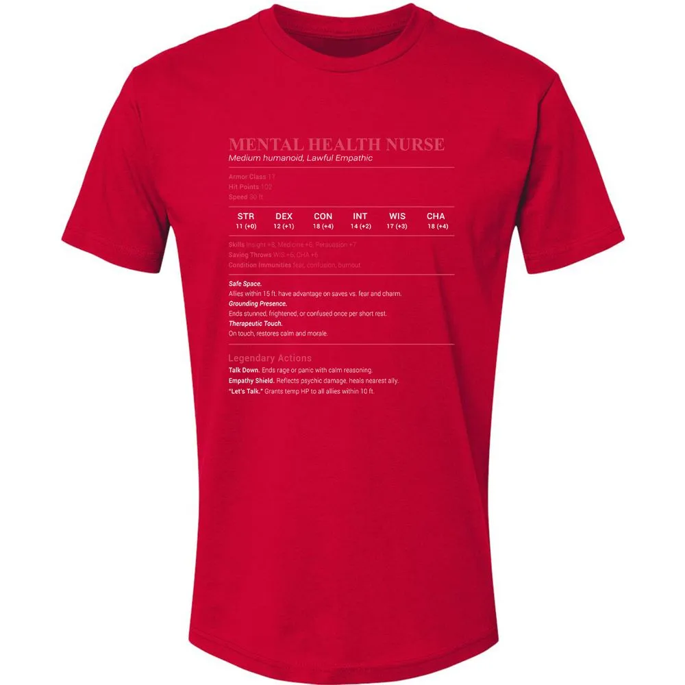 Mental Health Nurse Stats Premium Unisex T-Shirt - Red - 6