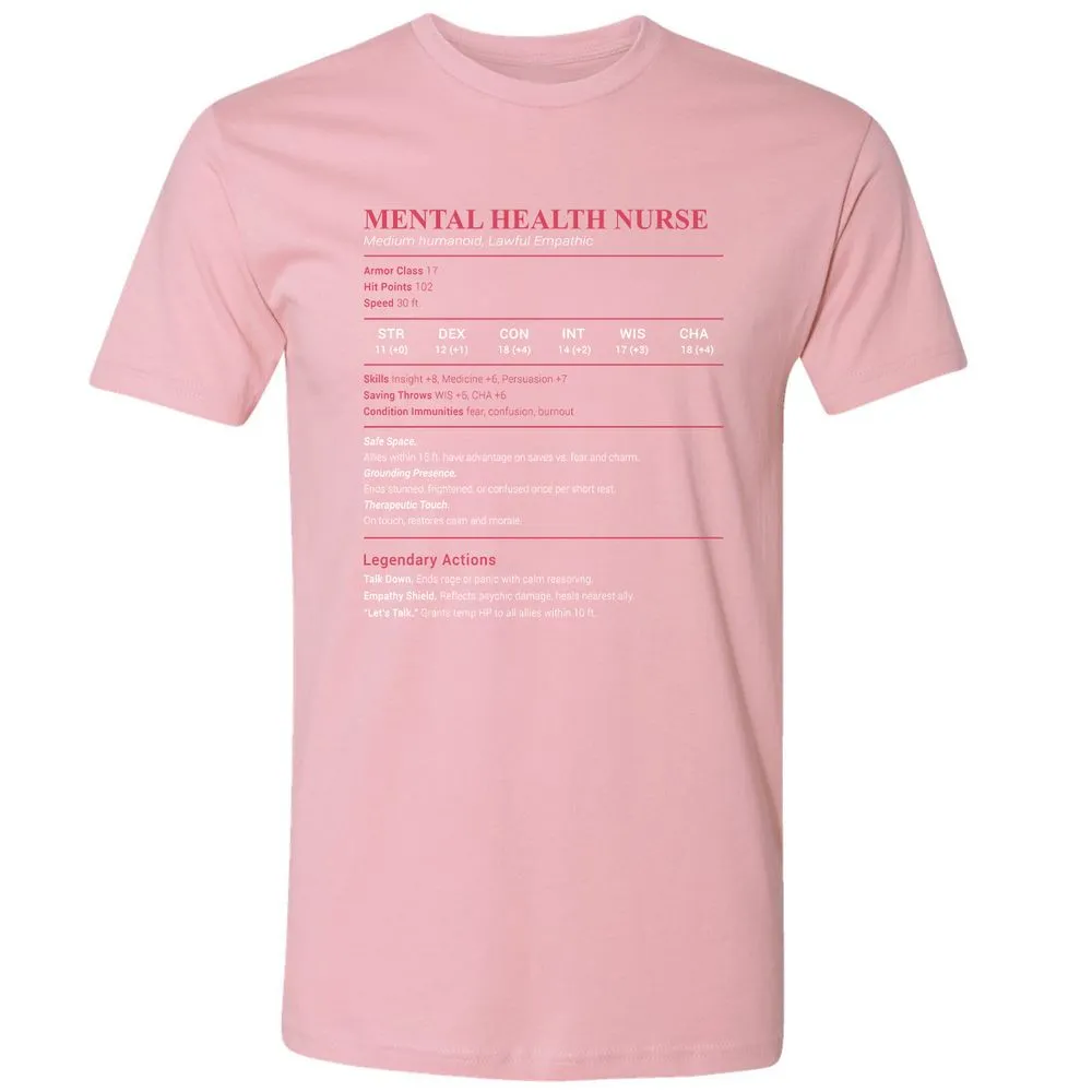 Mental Health Nurse Stats Premium Unisex T-Shirt - Light Pink - 3