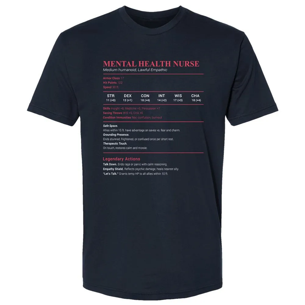 Mental Health Nurse Stats Premium Unisex T-Shirt - Midnight Navy - 2
