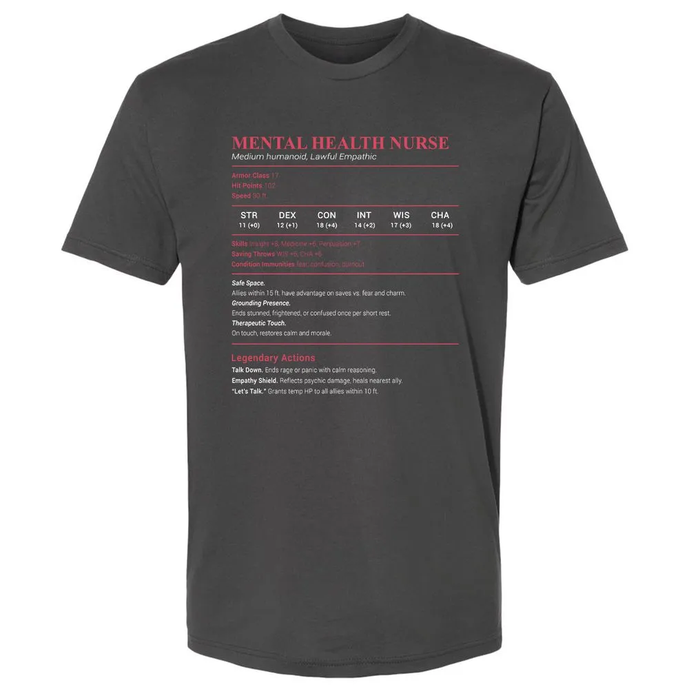 Mental Health Nurse Stats Premium Unisex T-Shirt - Heavy Metal - 8