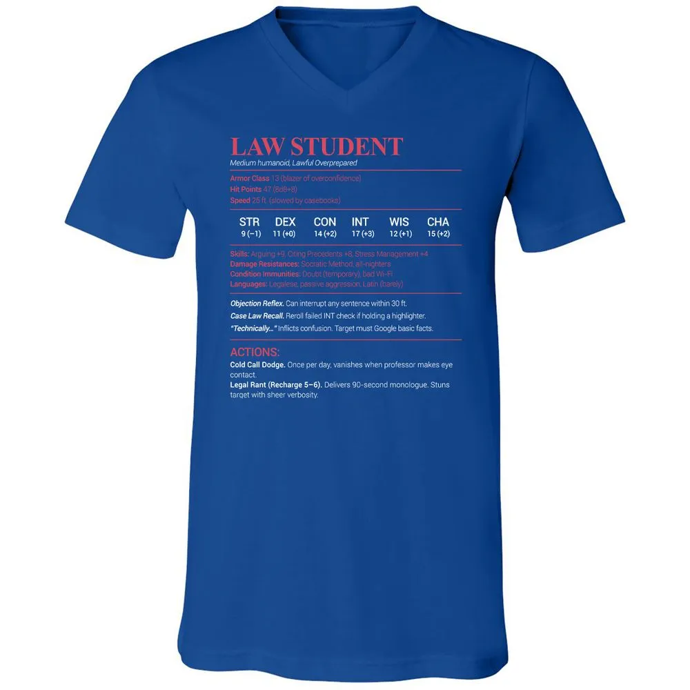 Law Student Unisex V-Neck T-Shirt - True Royal - 4