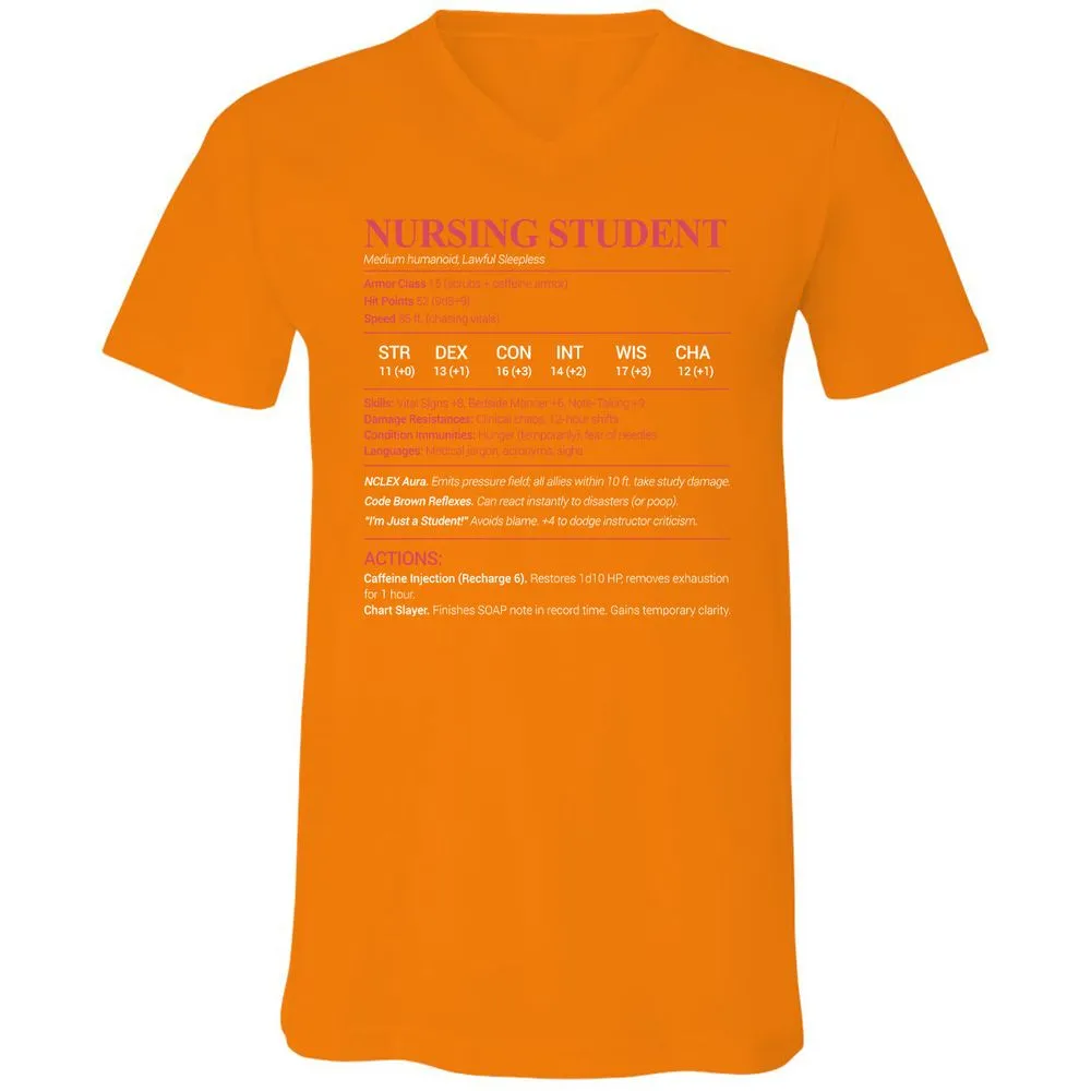 Nursing Student Unisex V-Neck T-Shirt - Orange - 11