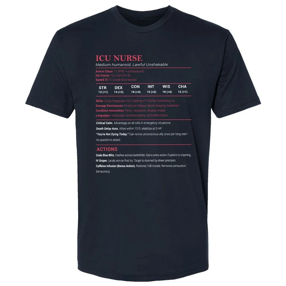 ICU Nurse Stats Premium Unisex T-Shirt - Midnight Navy - 2