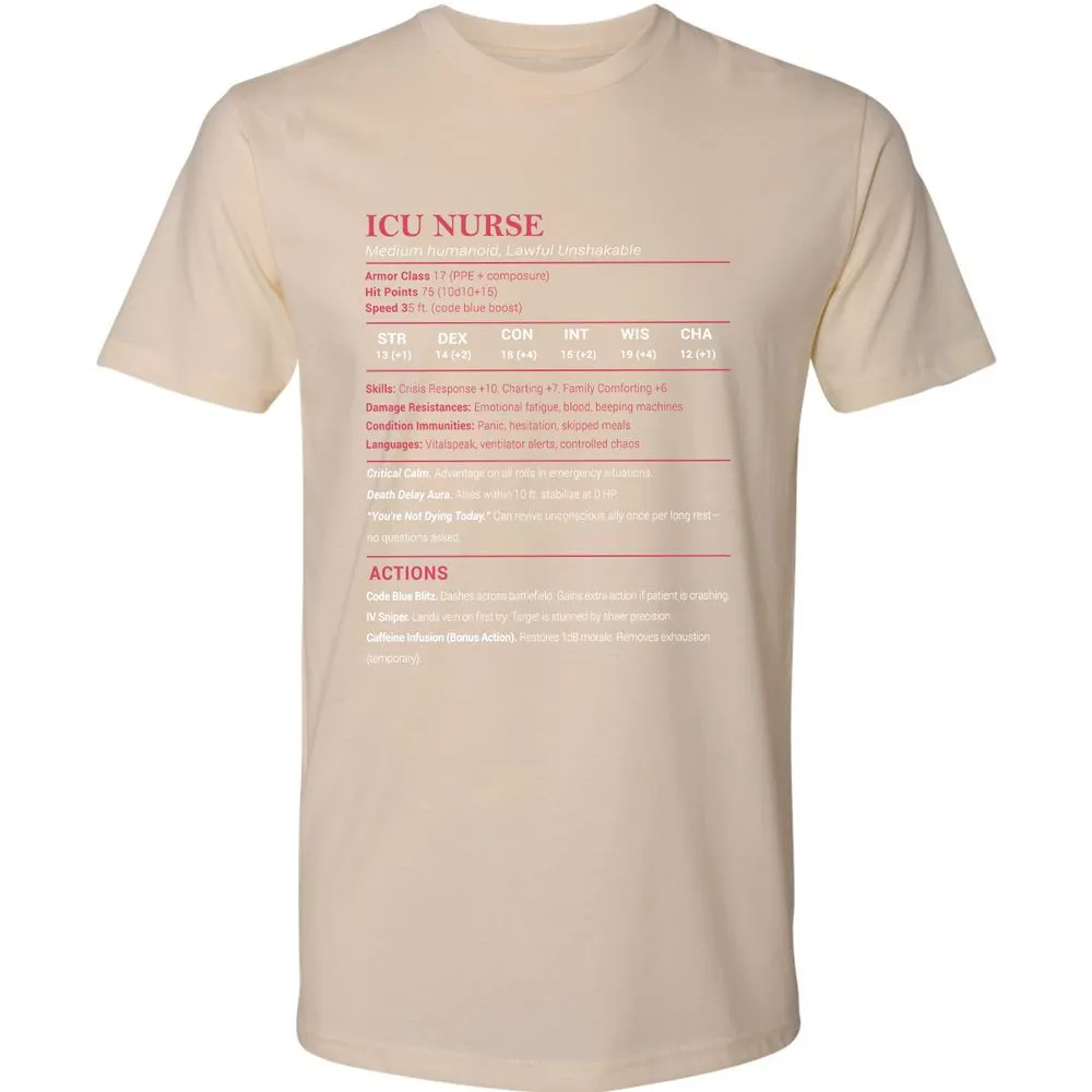 ICU Nurse Stats Premium Unisex T-Shirt - Cream - 14