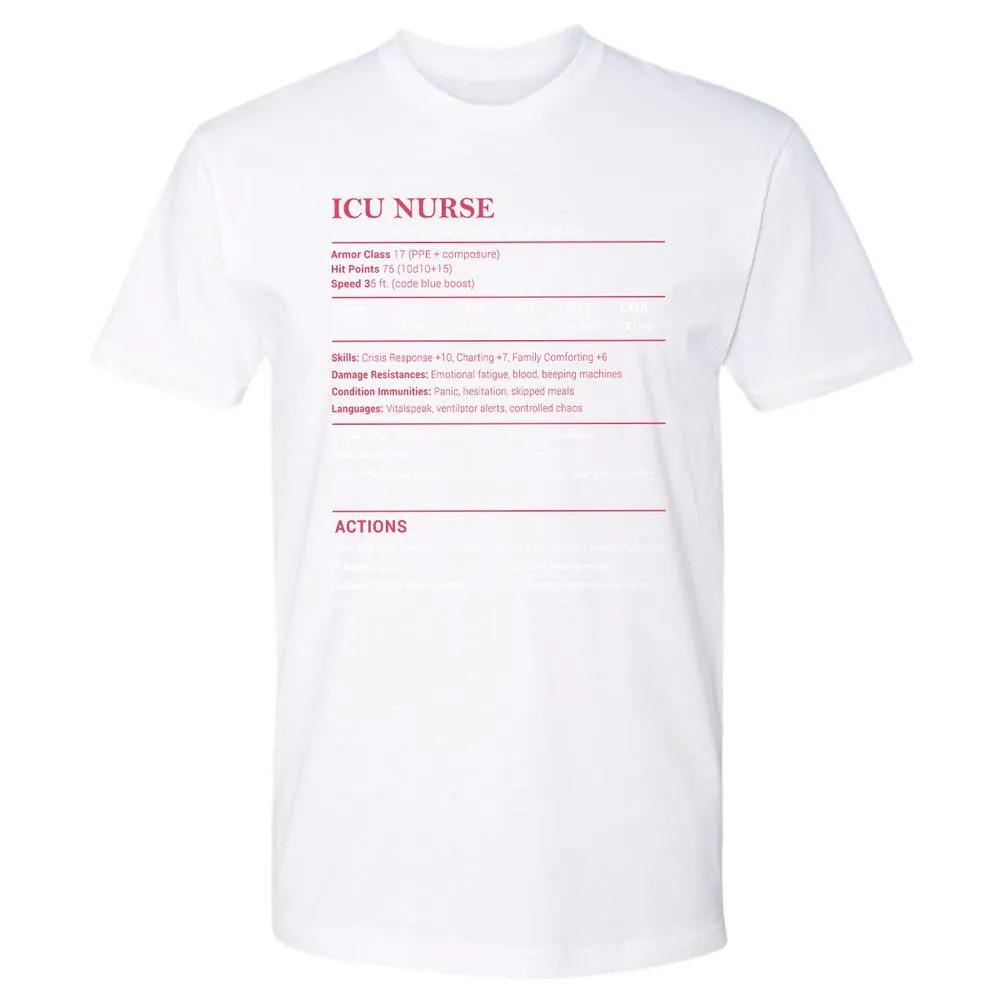 ICU Nurse Stats Premium Unisex T-Shirt - White - 4