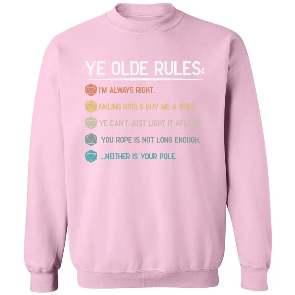 Dungeon Master Rules – Ye Olde RPG Classic Unisex Sweatshirt - Light Pink - 3