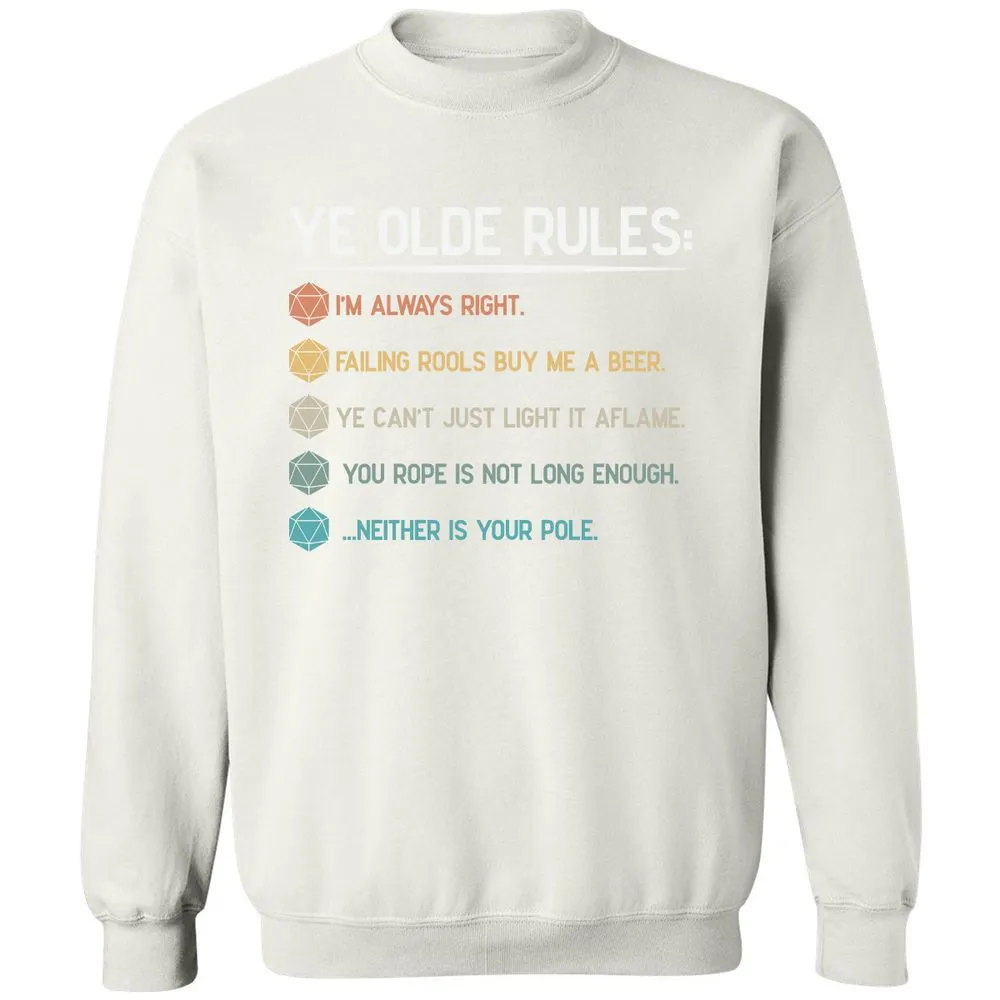Dungeon Master Rules – Ye Olde RPG Classic Unisex Sweatshirt - White - 12