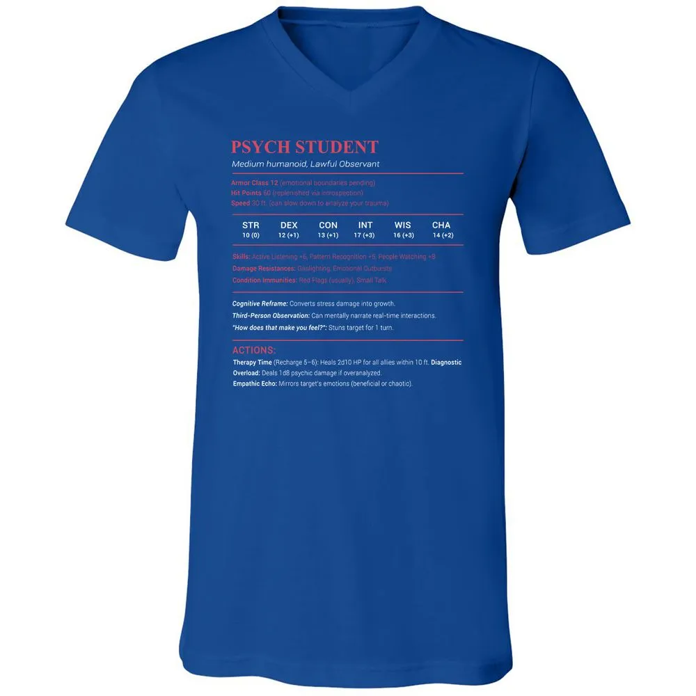Psych Student Unisex V-Neck T-Shirt - True Royal - 4