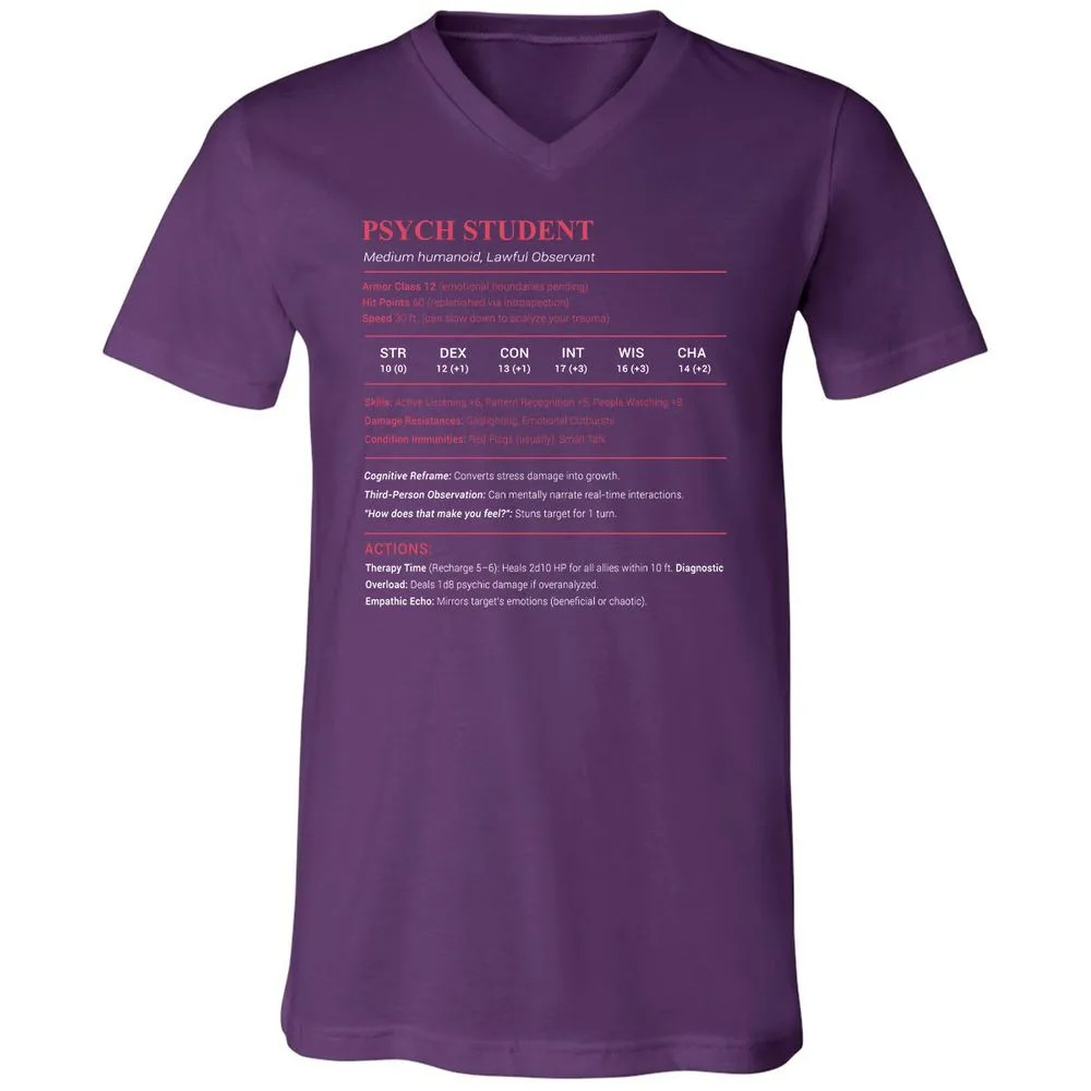 Psych Student Unisex V-Neck T-Shirt - Team Purple - 9
