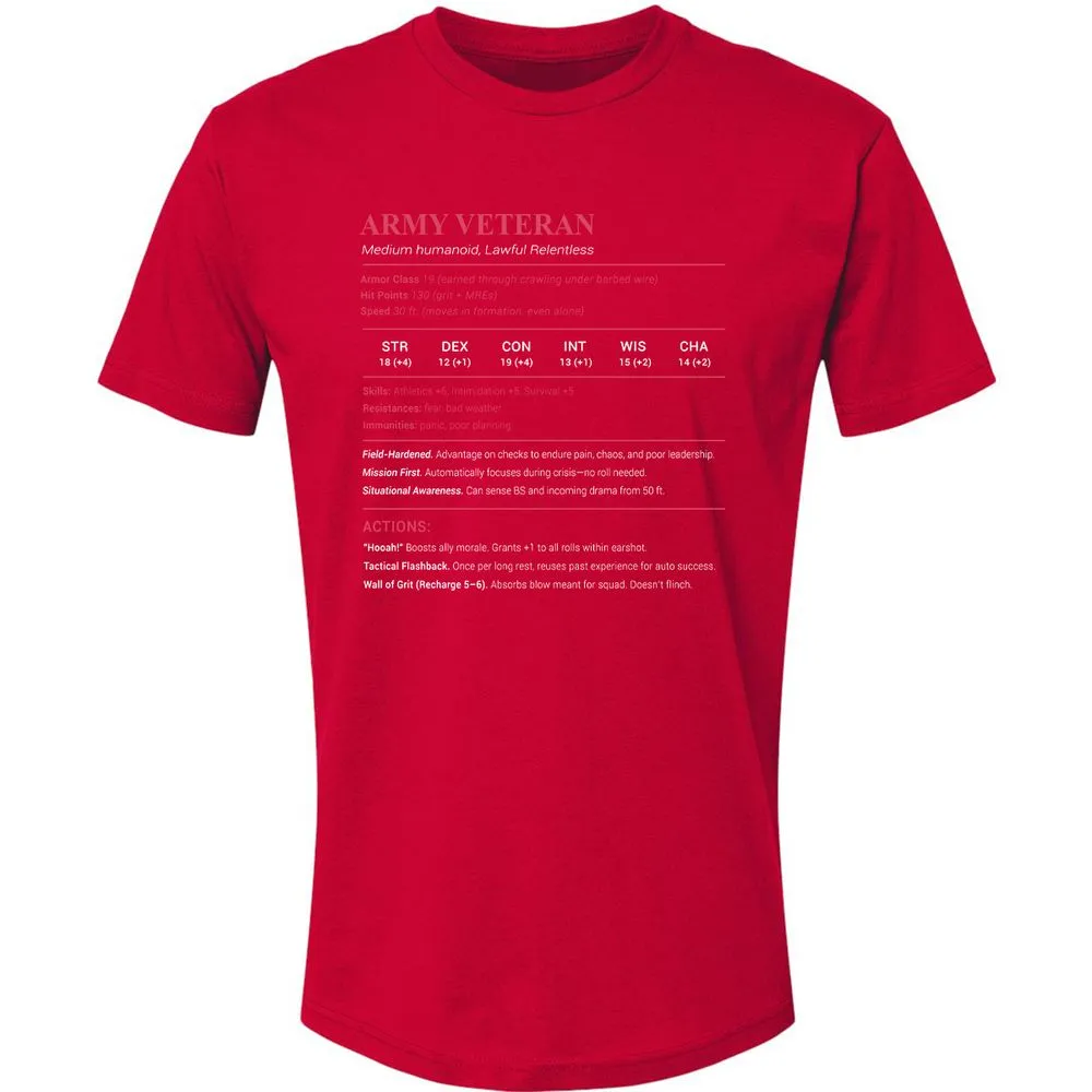 Army Veteran Premium Unisex T-Shirt - Red - 6