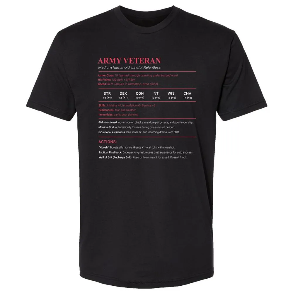 Army Veteran Premium Unisex T-Shirt - Black - 1