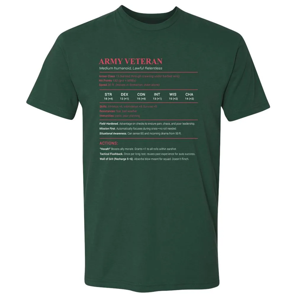 Army Veteran Premium Unisex T-Shirt - Forest Green - 13