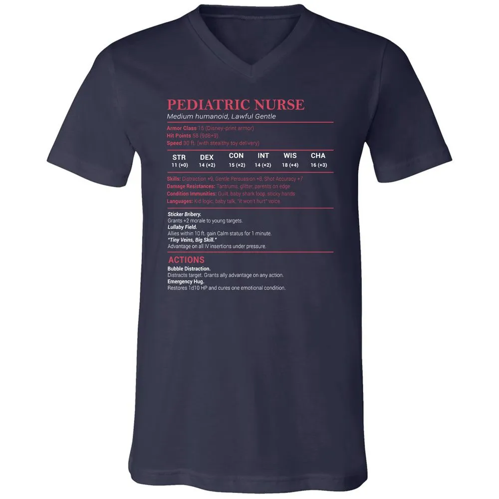 Pediatric Nurse Unisex V-Neck T-Shirt - Navy - 2