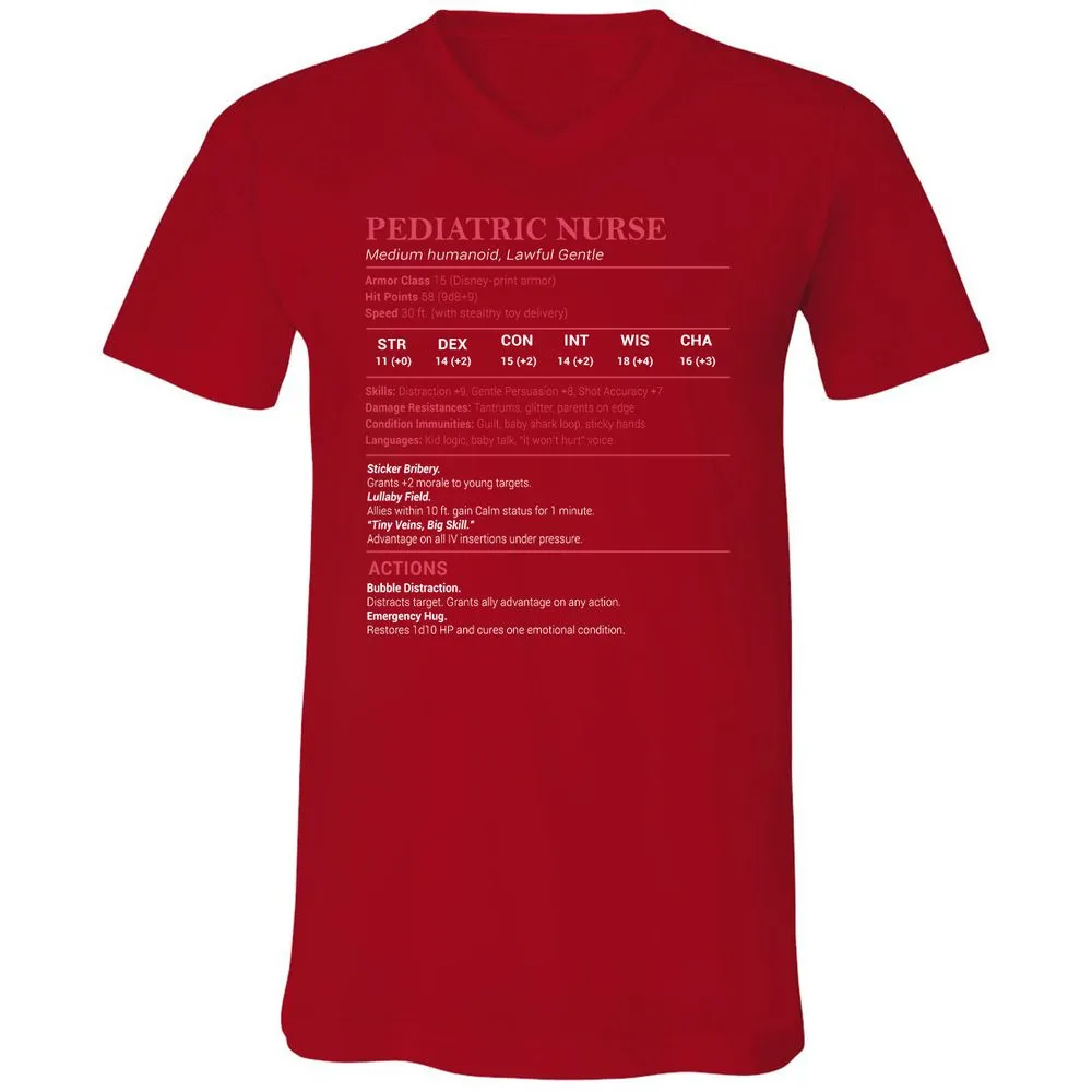 Pediatric Nurse Unisex V-Neck T-Shirt - Red - 3