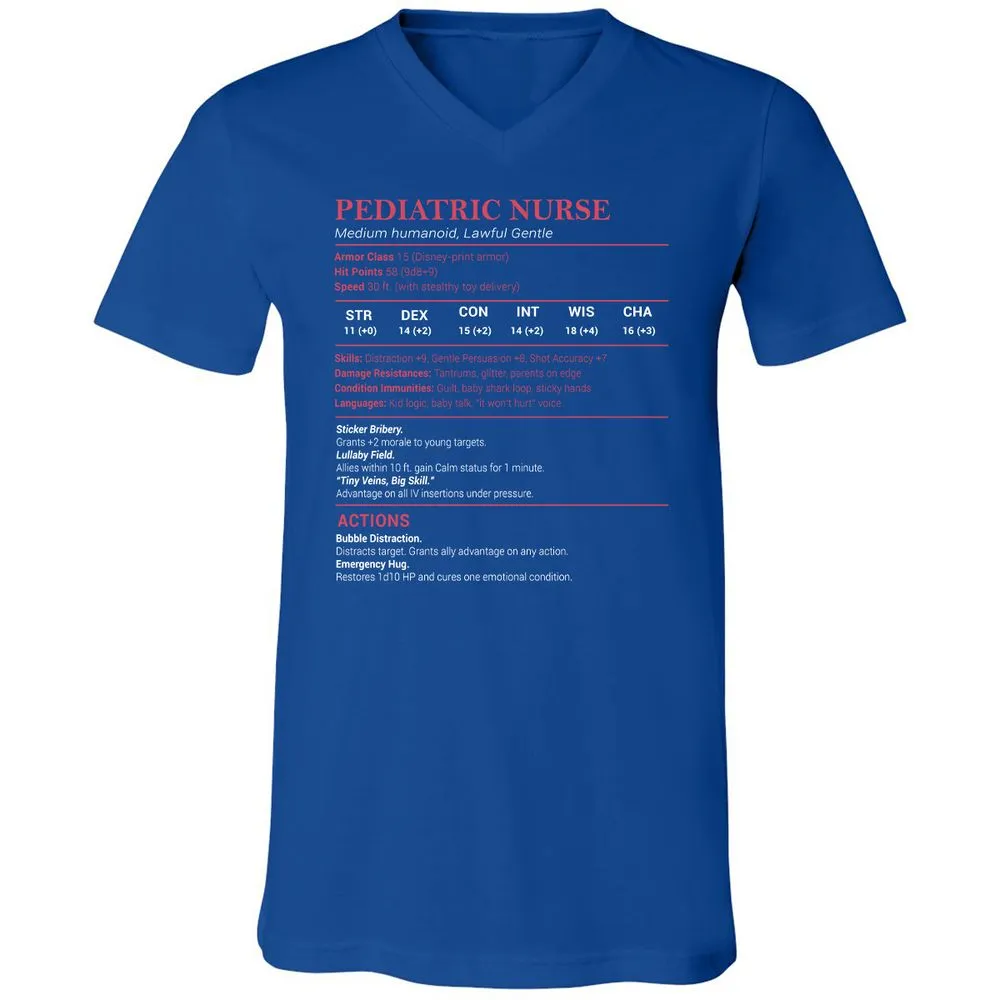 Pediatric Nurse Unisex V-Neck T-Shirt - True Royal - 4