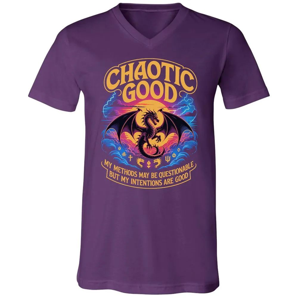 Chaotic Good Unisex V-Neck T-Shirt - Team Purple - 9