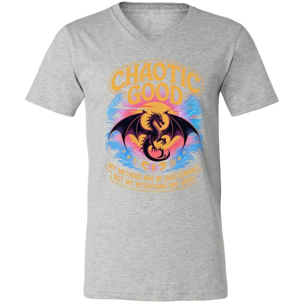 Chaotic Good Unisex V-Neck T-Shirt - Athletic Heather - 7