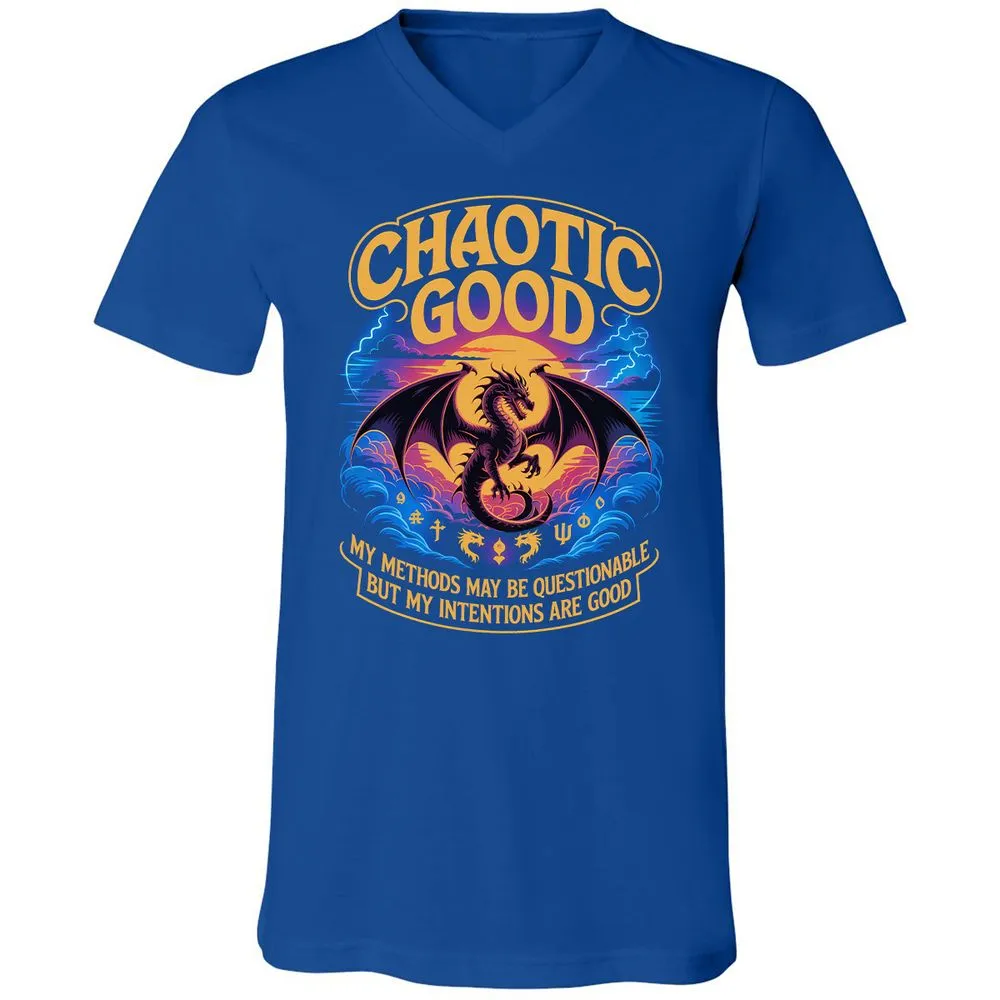 Chaotic Good Unisex V-Neck T-Shirt - True Royal - 4