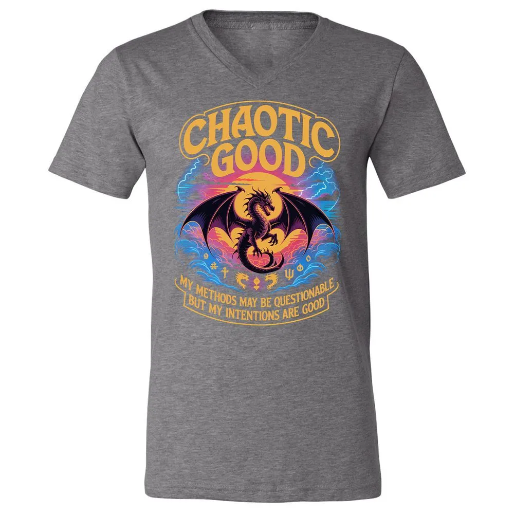 Chaotic Good Unisex V-Neck T-Shirt - Deep Heather - 13