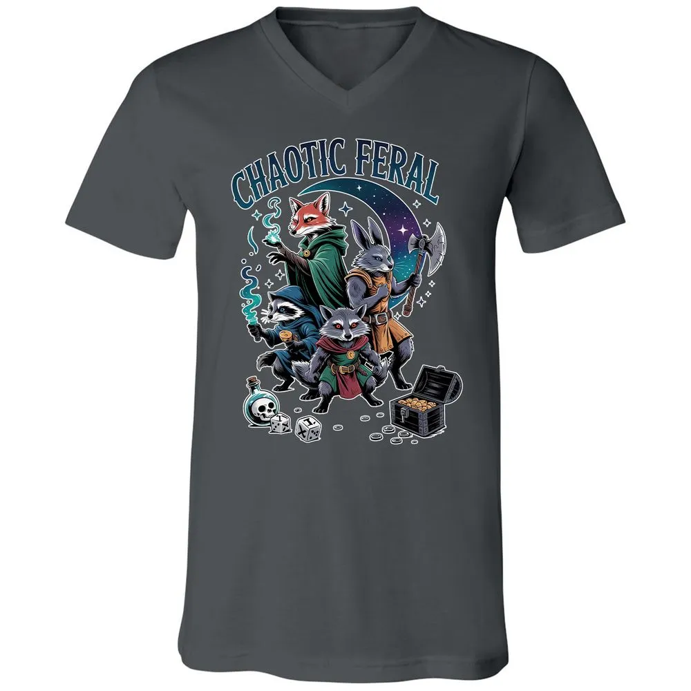 Chaotic Feral Unisex V-Neck T-Shirt - Asphalt - 12