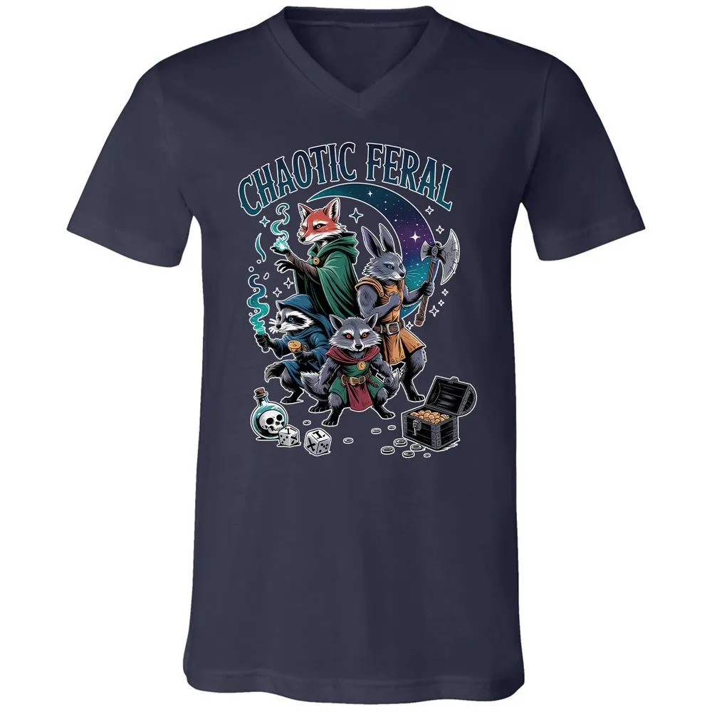 Chaotic Feral Unisex V-Neck T-Shirt - Navy - 2